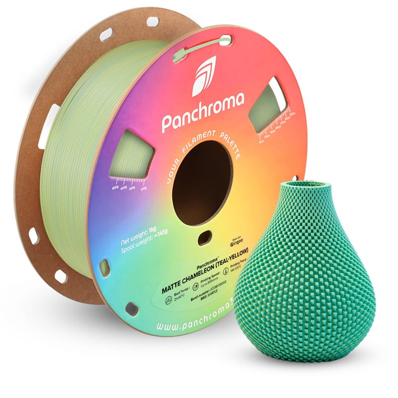polymaker Panchroma Dual Color Matte PLA Filament, Matte Chameleon (Teal-Yellow) 1.75mm 3D Printing Filament, 3D Printer PLA Filament, Fit Most FDM 3D Printers, 1kg Spool (2.2lb) - Image 1